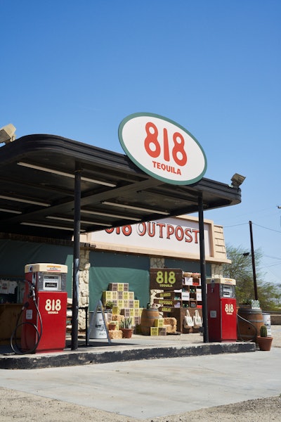 Another brand that leaned into the vintage roadside attraction trend was 818 Tequila, which hosted the 818 Outpost during weekend one. Throughout the day, the public-facing, gas station-inspired pop-up drew more than 2,000 consumers, who took home free festival essentials from top fashion and beauty brands. Revolution Marketing and 818's creative team collaborated on the project.