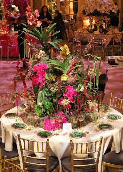 “My team and I sourced some incredibly rare and special varieties for our installation, and I could not have been more thrilled by the final outcome,” Olivia said. The tablescape was complemented by plates, glassware, and flatware provided by ABC Carpet and Home.