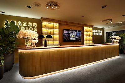 Neon details illuminated the bar areas and Amazon Studios signage. Alpha & Omega Displays handled scenic design for the event, and Lab Creative handled drapery.