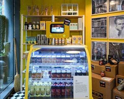 Guests can shop for small IKEA products—including drinks, snacks, and home products—in the bodega-inspired space at the start of the experience.