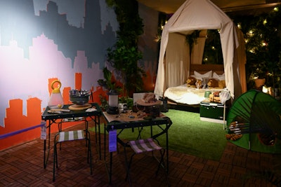 To showcase the element of air, the team was inspired by Wes Anderson’s Moonrise Kingdom and the idea of camping in Central Park as a child. 'So we have a bed, a tent, greenery, and some of our soft toys that really speak to children,' he said. 'It evokes this idea of when you were a kid and you used to go out and sleep under the stars.”