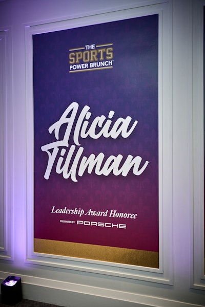 Upon entering the prefunction area, attendees walked through a hallway with large wall decals that displayed each of the honorees' names, along with their presenting sponsors.