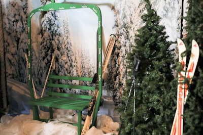 A karaoke cafe channeled cozy ski lodge vibes, while a custom-branded ski lift photo booth captured the night's Alpine atmosphere.