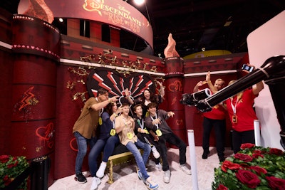 Guests then exited into the castle courtyard to take a seat on the Queen of Heart’s throne for a shareable Glambot video, and collected exclusive premiums. Further elevating the experience, the film’s talent—Kylie Cantrall, Malia Baker, Ruby Rose Turner, Morgan Dudley, Dara Reneé, Joshua Colley, and Peder Lindell—visited the booth, signed the castle walls, and met with fans during VidCon’s VIP Expo Hour. The activation was designed and produced by experiential agency Mirrored Media.