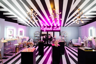 The space also included a space dubbed the Refresh Lab, a partnership with Glossier and Moët where guests could get makeup touch-ups.