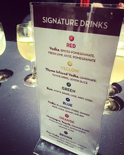 The event featured cocktails inspired by the different M&M's colors.