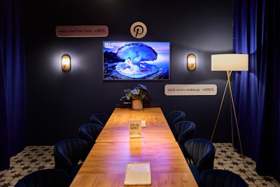 Meeting room decor also tied into Pinterest's latest trends, including a trend toward dark, edgy makeup.