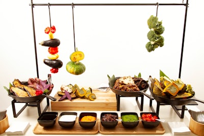 Out: meat carving stations. In: vegetable carving stations.