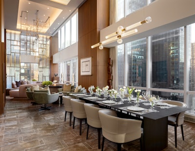 Looking for a truly VIP event experience? Park Hyatt New York has debuted the Manhattan Suite, now available for stays starting at $50,000 per night. The exclusive suite, complemented by two additional connecting suites, spans 3,500 square feet with three bedrooms, three bathrooms, two balconies, and floor-to-ceiling windows offering 180-degree views of Manhattan’s skyline; it can accommodate up to 10 guests overnight. There’s also a bespoke art collection and more than 50 New York and art-inspired coffee-table books, plus an eight-seat dining table and plenty of space for meetings and social gatherings. The hotel can also arrange private jet transfers to New York City, an in-suite chef tasting dinner, Peloton bikes, and more.