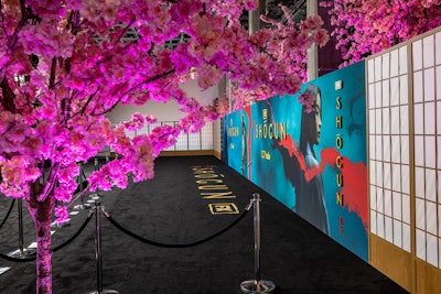The screens were backlit and had a forest of cherry blossoms peeking over the top.