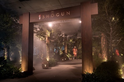 When guests first arrived, they encountered an immersive forest that had been built in the Academy Museum's exterior terrace. 'We reenvisioned the entire entry flow for guests, and took them another way to check in,' explained Schubert. 'The museum gave us the perfect canvas to create.'