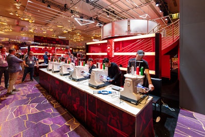 One of the most popular areas found in the HUB was this Swag Studio. Here, attendees could choose an item—like a T-shirt, hat, or tote bag—to take to one of a handful of personalization stations, which included embroidery and screen printing. 'It was an opportunity to show gratitude for the support customers and partners have given us,' Corcoran says.